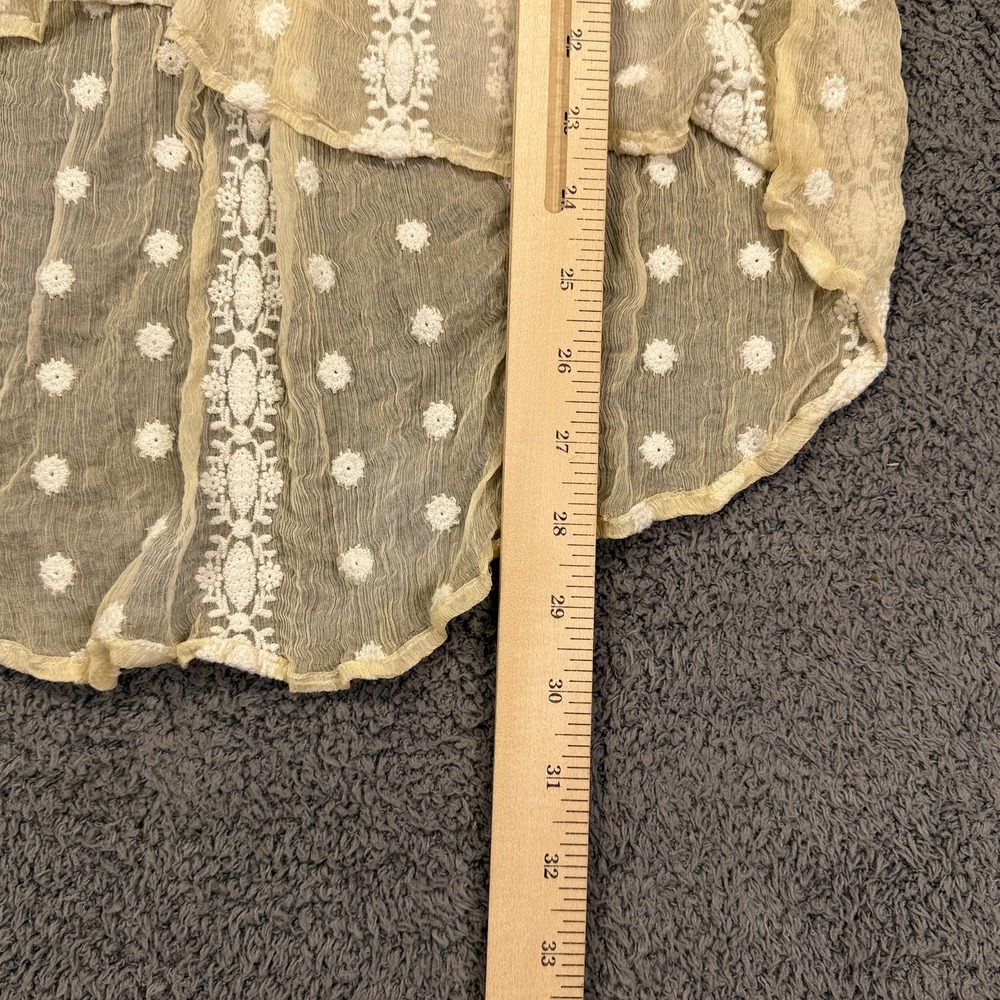 House‎ of Harlow 1960 Shirt Womens Medium Silk Sheer Crochet Tassel Boho Fairy - Picture 8 of 12